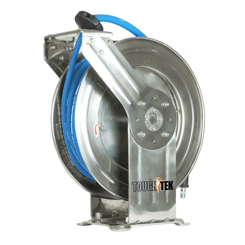BluBird ToughTek 3/8 Inch x 50 Ft Pressure Washer Hose Reel with 6 Ft Hose – TTPWRSS3850-NM