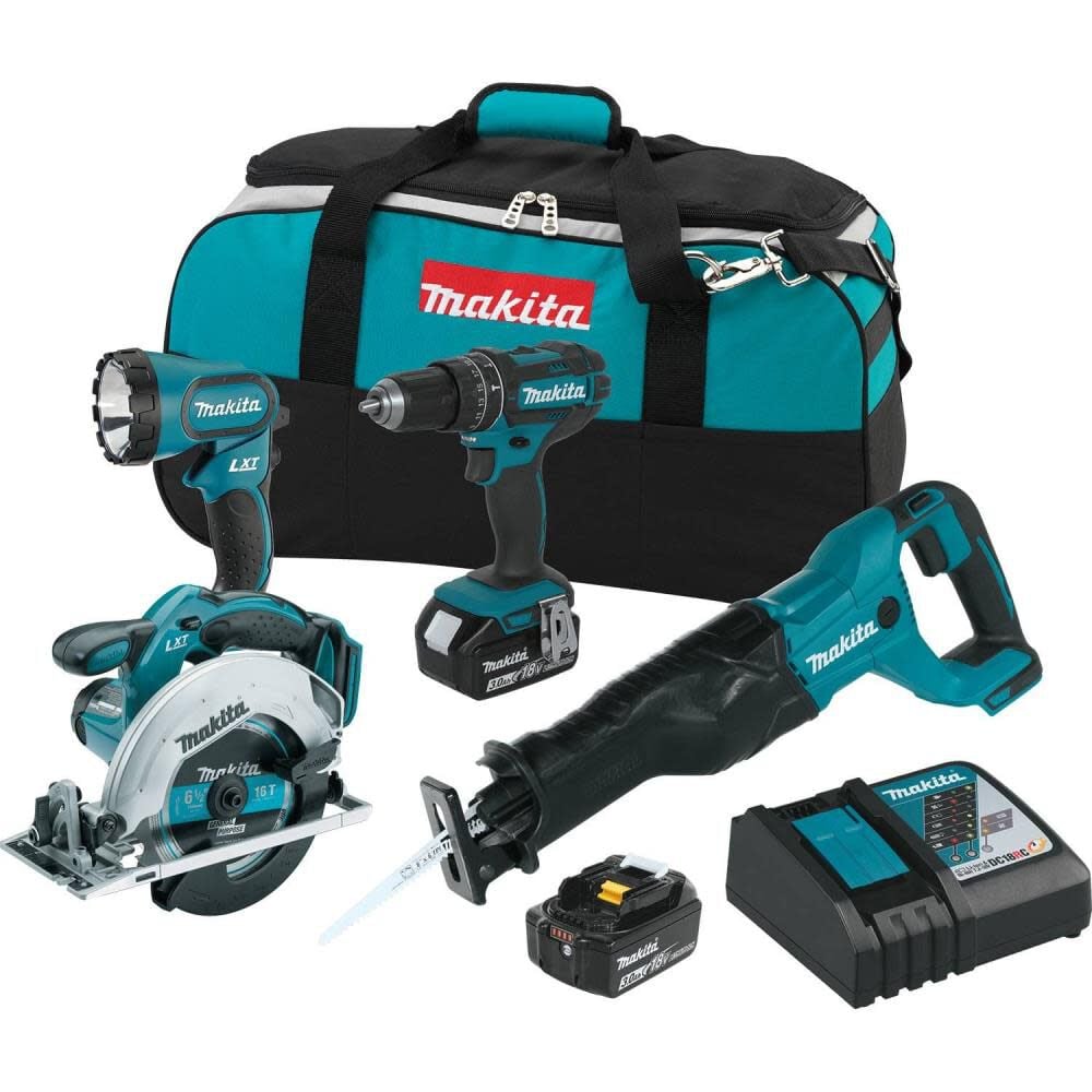 Makita 18V LXT Lithium-Ion Cordless 4-Pc. Combo Kit (3.0Ah) – XT442