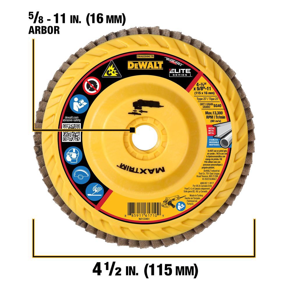 DEWALT 4 1/2in X 5/8in 11 40G T27 XP Ceramic Trim Flap Disc, large image number 2