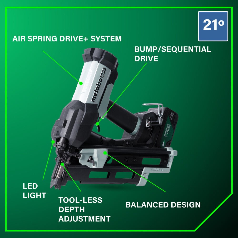 Metabo HPT Cordless Pneumatic 18V Duplex Forming Nailer Kit, large image number 6