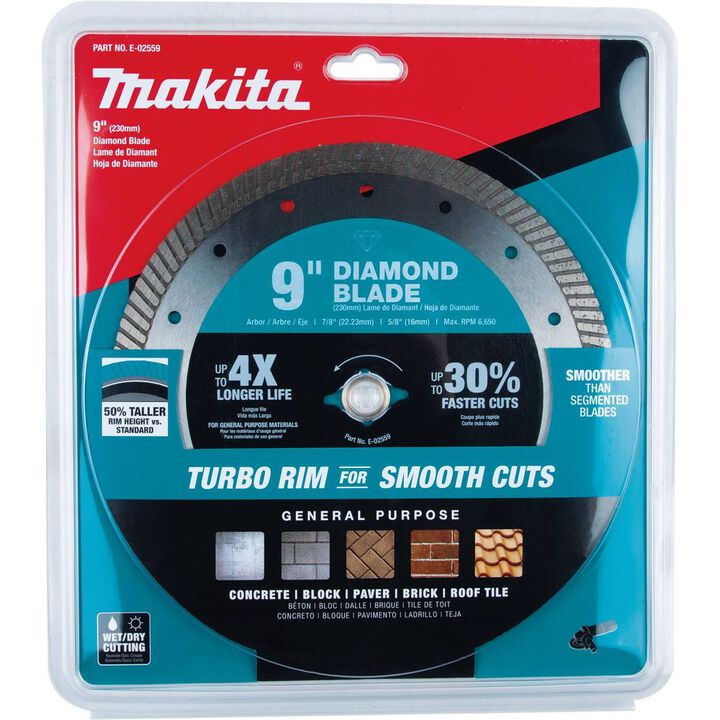 Makita 9 Inch Turbo Rim Diamond Blade for Concrete and Brick, large image number 1
