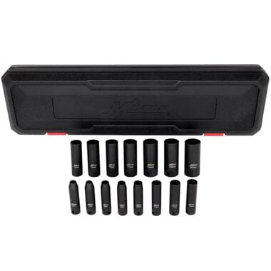 Milton 3/8 Drive Deep 6-Point Impact Socket Set 6-20mm Steel Coated Black Oxide Finish 15pc