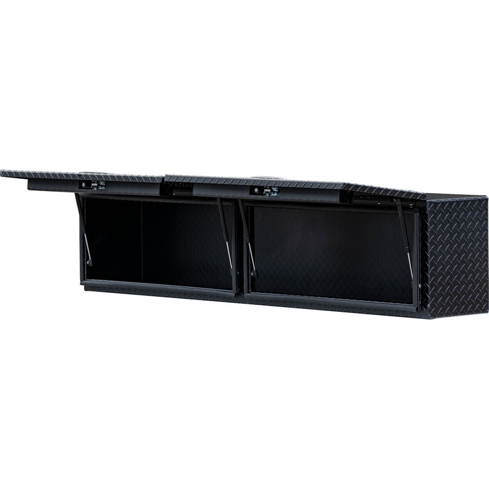 Buyers Products Company 18x16x72 Inch Matte Black Diamond Tread Aluminum Topsider Truck Box with Flip-Up Doors, large image number 4