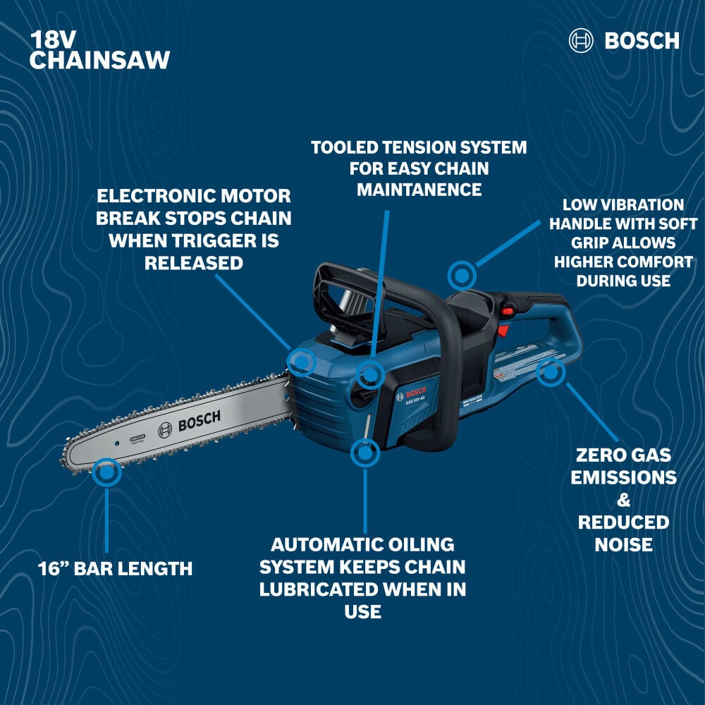 Bosch 18V 16 Inch Chainsaw Kit, large image number 2