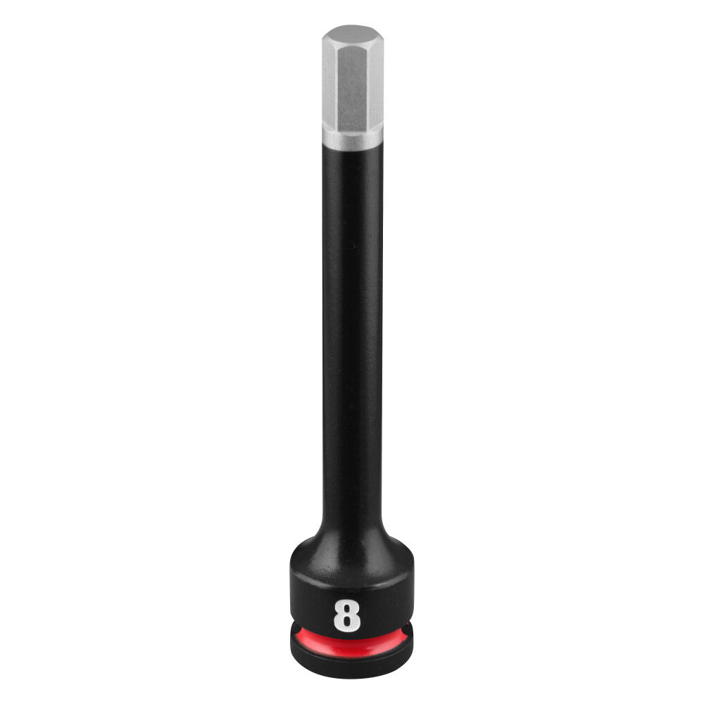 Milwaukee SHOCKWAVE Impact Duty 3/8 Inch Drive 4 Inch Hex 8mm Bit Socket - 49-66-7286