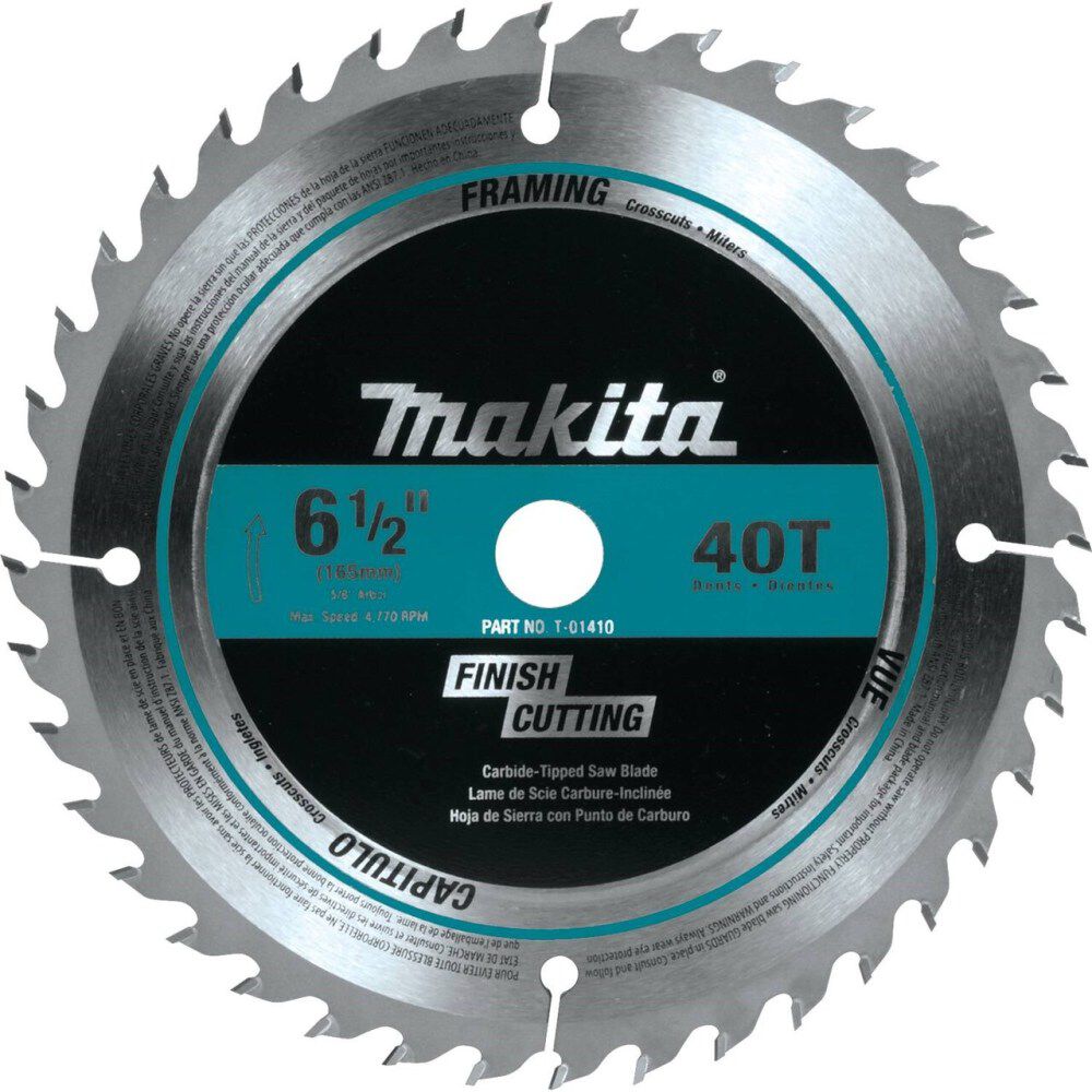 Makita 6-1/2 in. 40T Carbide-Tipped Circular Saw Blade, large image number 1