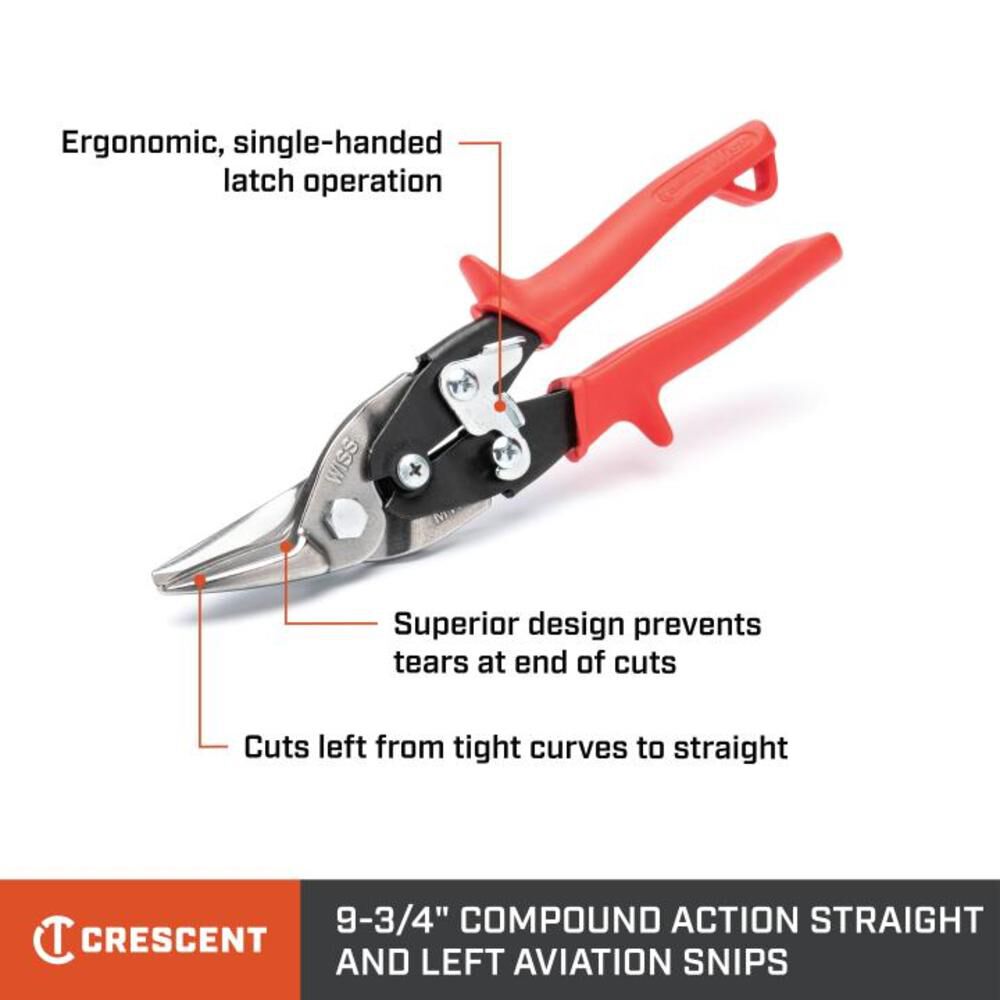 Crescent Wiss 9 3/4 Inch Compound Action Straight and Left Aviation Snips, large image number 9