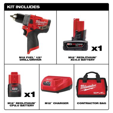 Milwaukee M12 FUEL 1/2 In. Drill Driver Kit, large image number 1