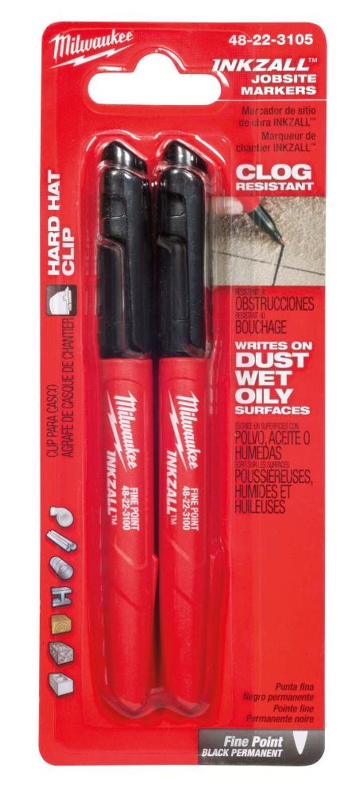 Milwaukee INKZALL Fine Point Black Marker (2-Pack)