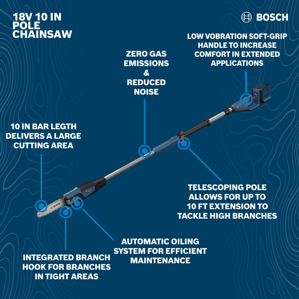 Bosch 18V 10 Inch Pole Chainsaw Kit, large image number 3