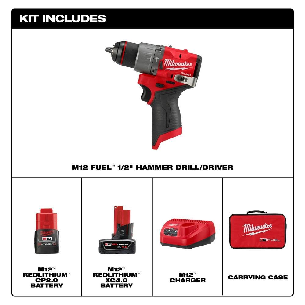 Milwaukee M12 FUEL 1/2inch Hammer Drill/Driver Kit, large image number 8