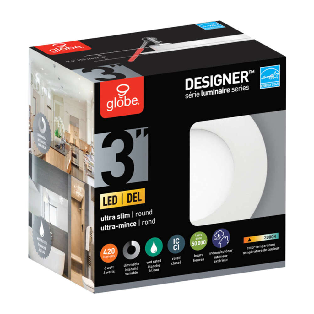 Globe Electric Designer Luminaire Recessed Lighting Kit White, large image number 5