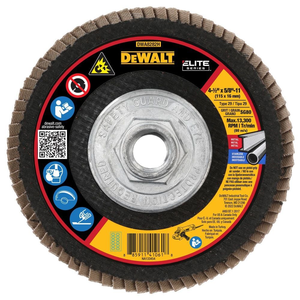 DEWALT 4 1/2in X 5/8in 11 SG80 T29 Ceramic Flap Disc, large image number 1