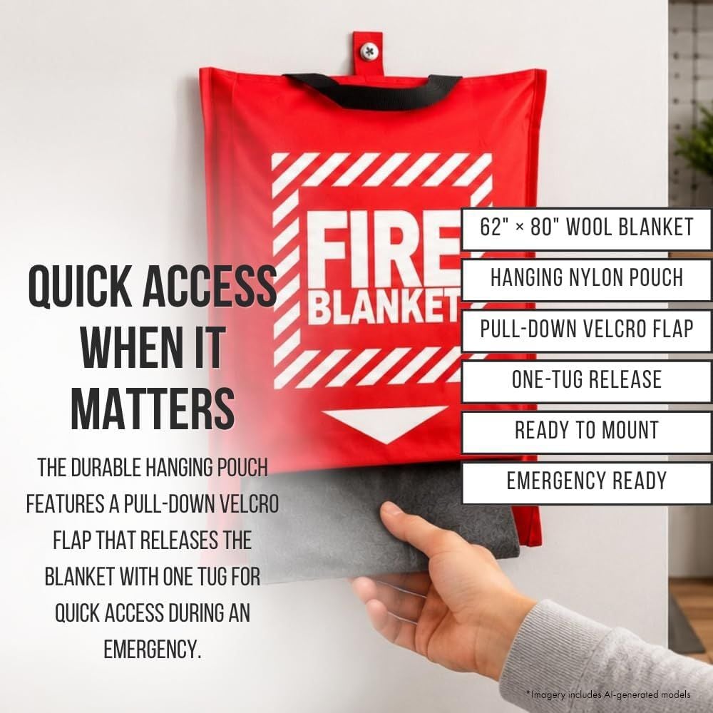 First Aid Only 62 x 80 Inch Wool Fire Blanket, large image number 4