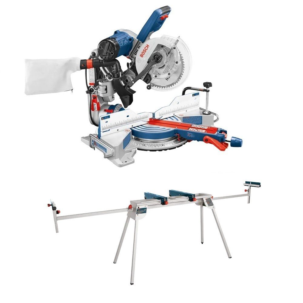Bosch 10 Inch Glide Miter Saw with Folding Stand Reconditioned Bundle - CM10GD-RT-T1B