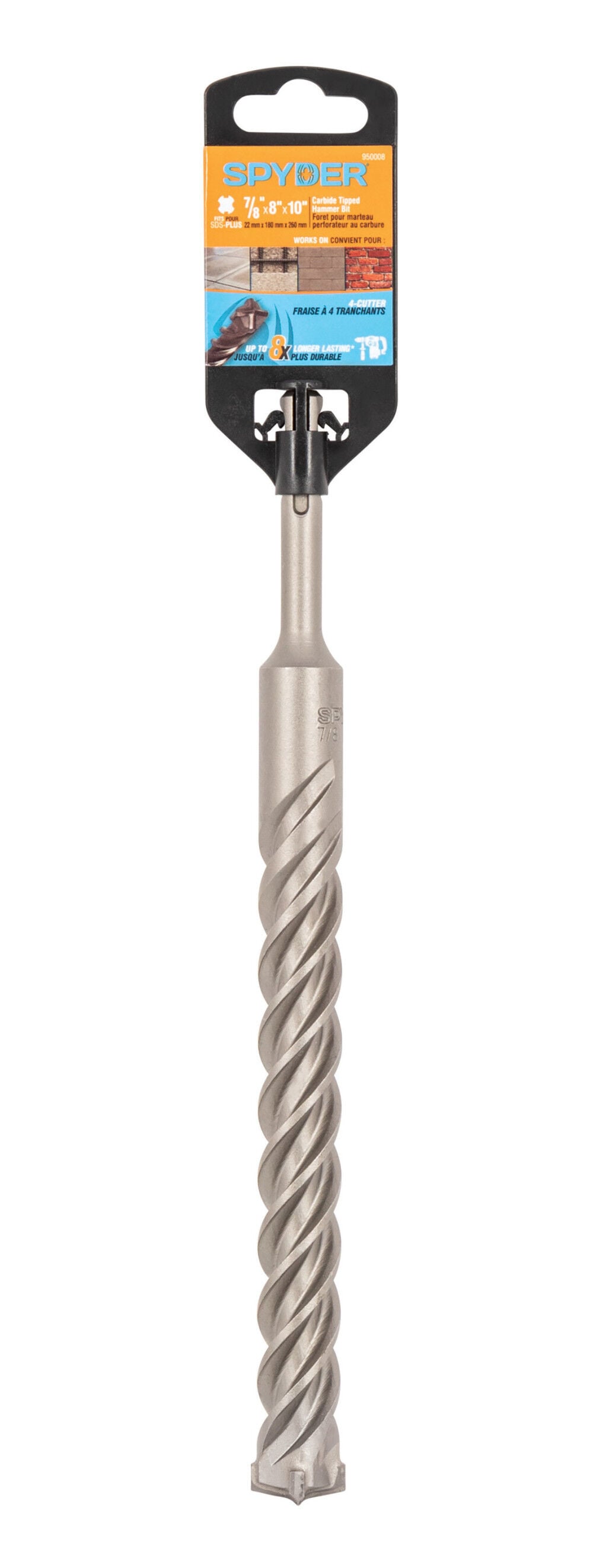 Spyder 7/8 Inch x 10 Inch SDS-Plus 4-Cutter Carbide-Tip Hammer Drill Bit, large image number 8