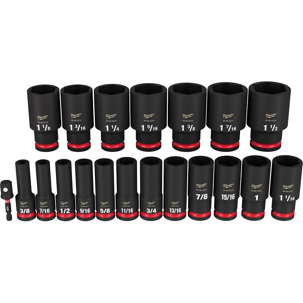 Milwaukee Impact Socket 19PC 1/2in Drive SAE DP 6Point Tool Set, large image number 1