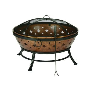 Living Accents Noma Round Wood Fire Pit 36in Copper/Black Steel