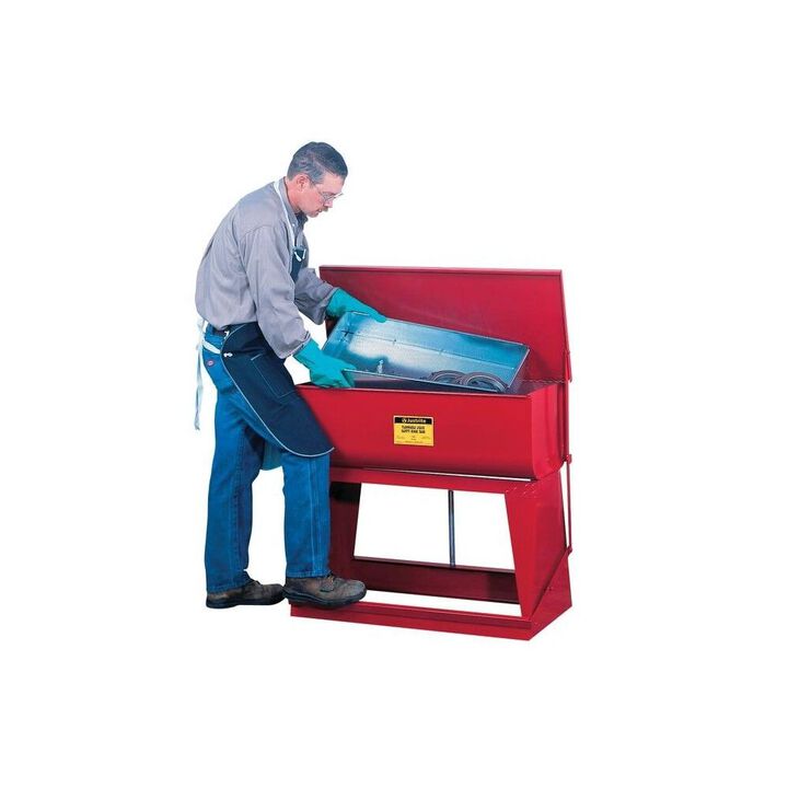 Justrite 22 Gallon Red Steel Floor-Standing Self-Close Cover Rinse Tank, large image number 1