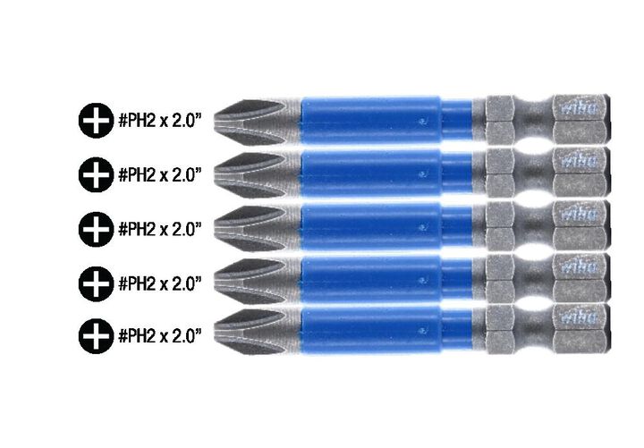Wiha TerminatorBlue Impact Bit Phillips #2 2in 5pk, large image number 1