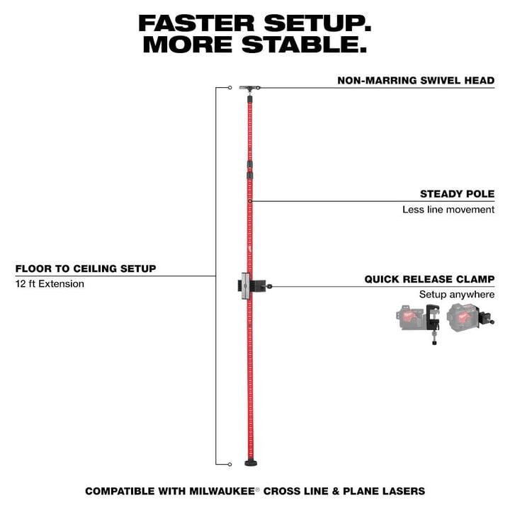 Milwaukee 12' Telescoping Laser Pole, large image number 3