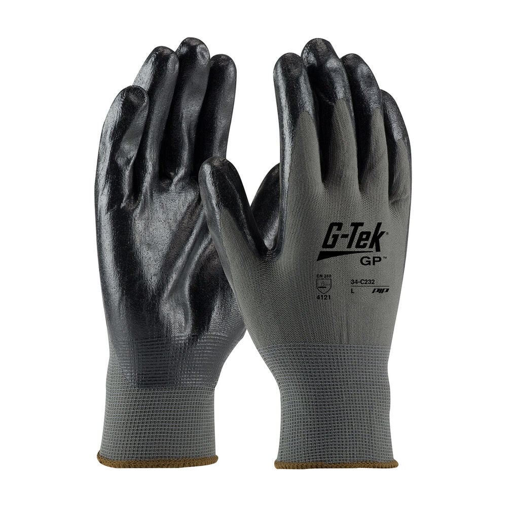 Protective Industrial Products G-Tek GP 13G Nylon Shell Econ Grade Black Nitrile Foam Grip Size XS 12 Pairs of Gloves – 34-C232/XS