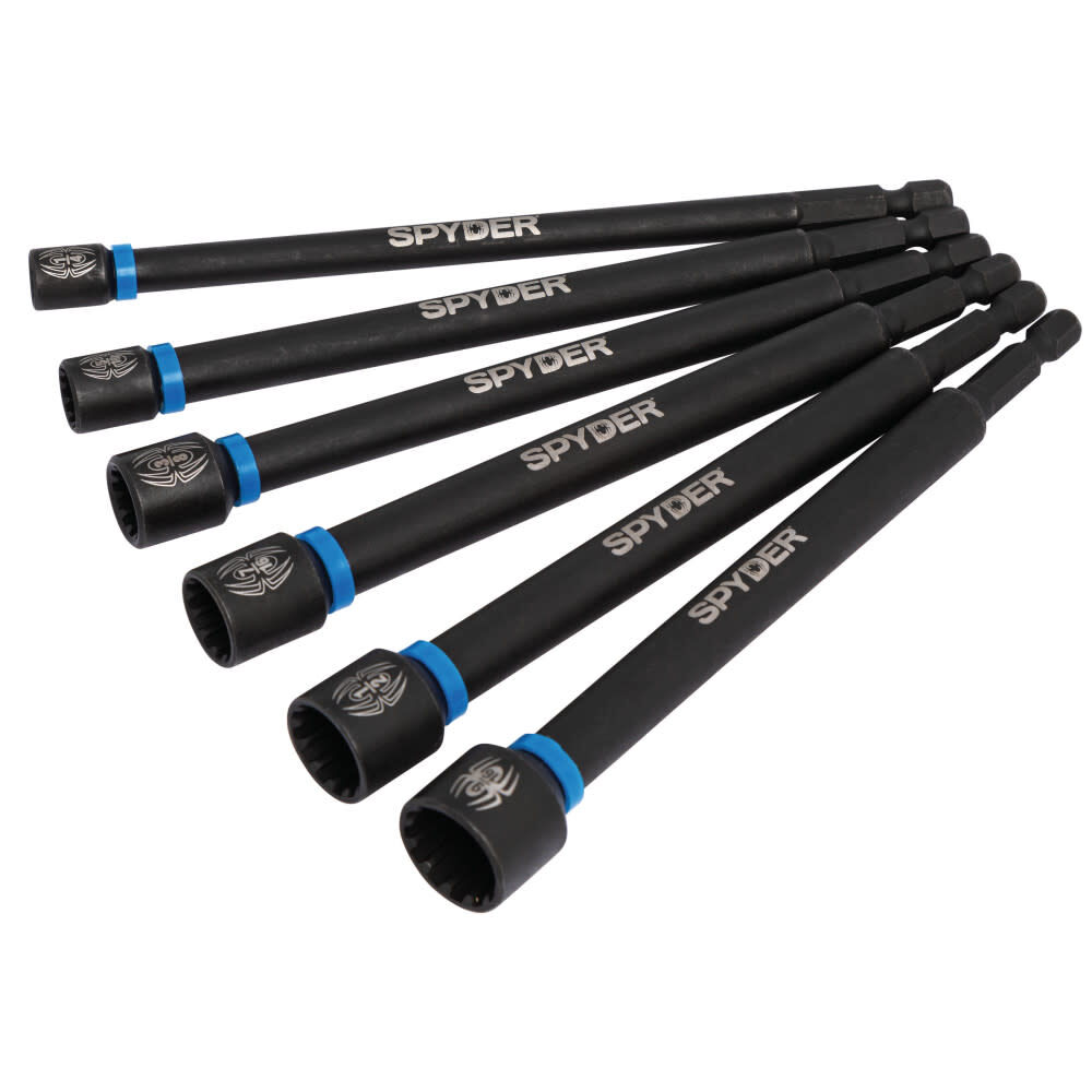 Spyder 6 Inch Magnetic Spline Drive SAE Nutsetter Set, 1/4 - 9/16 Inch, 6 Pieces, large image number 1