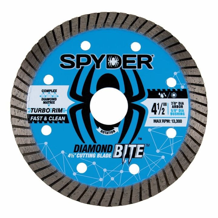 Spyder 4.5 Inch Wet/Dry Turbo Rim Diamond Blade for Angle Grinders