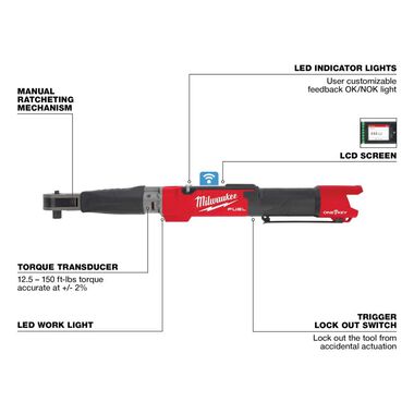 Milwaukee M12 FUEL 1/2inch Digital Torque Wrench with ONE-KEY 