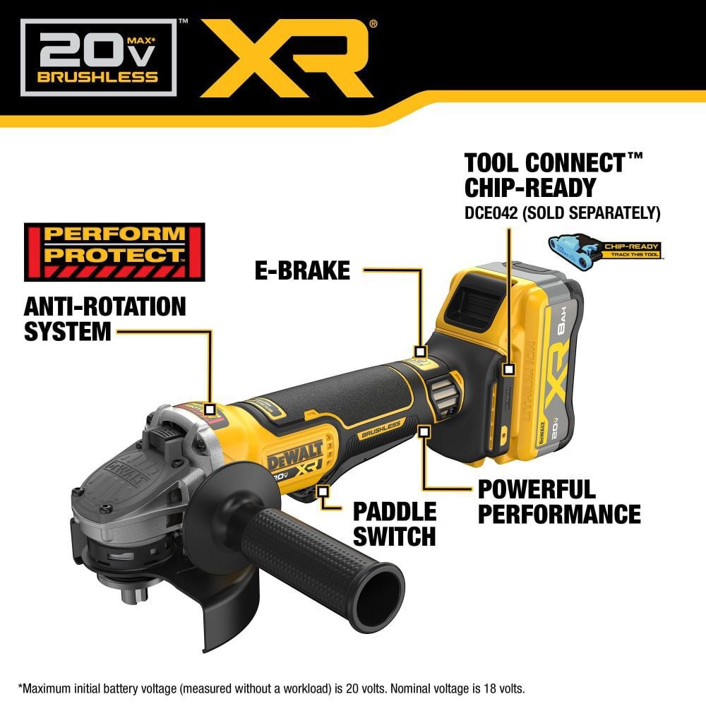 DEWALT 20V MAX XR 4 1/2 Inch - 5 Inch Grinder Kit with XR POWERPACK, large image number 5