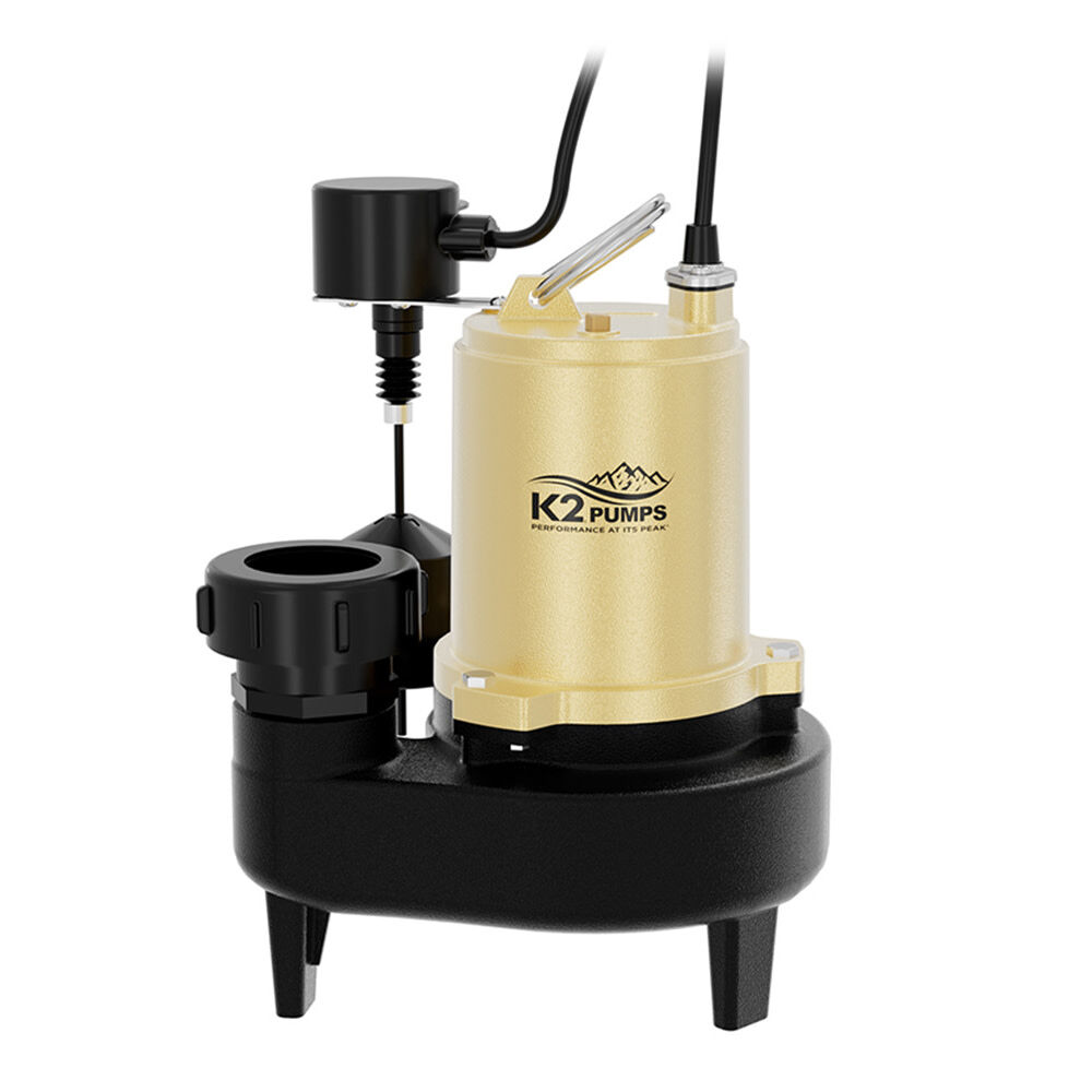 K2 Pumps Sewage Pump 1/2 HP Cast Iron with Piggyback Vertical Switch, large image number 7