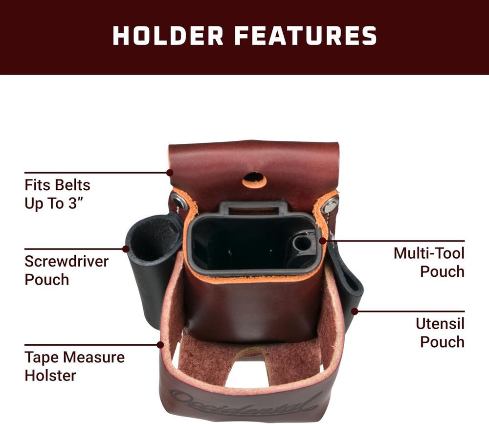 Occidental Leather 4-in-1 OxyRed Premium Leather Belt Worn Tool and Tape Holder, large image number 3
