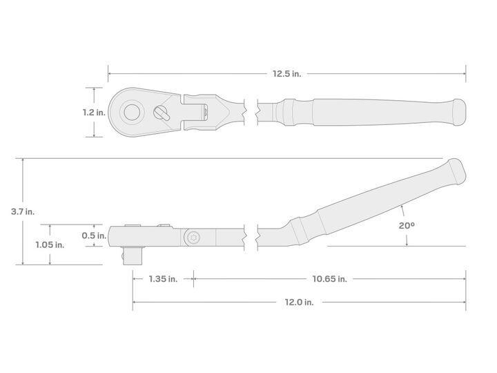 Tekton 3/8 Inch x 12 Inch Flex Head QR Bent Handle Long Ratchet, large image number 6
