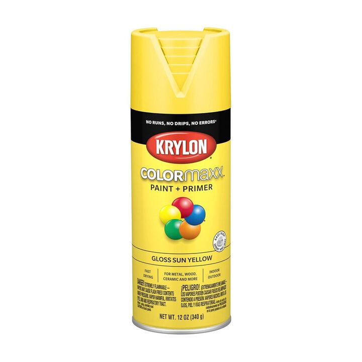 Krylon 12 Oz Gloss Sheen COLORmaxx Paint and Primer Sun Yellow