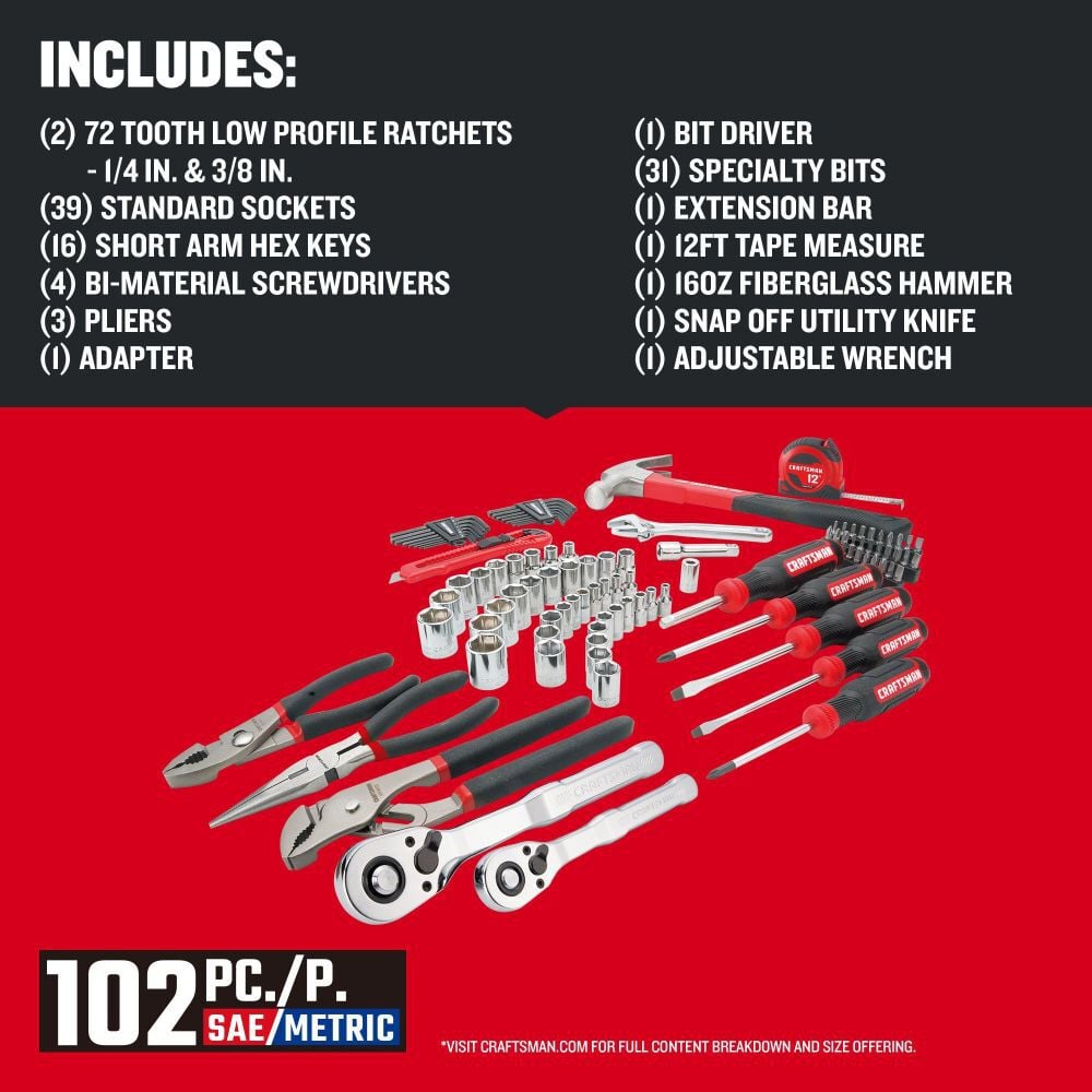 CRAFTSMAN 102Pc Mixed Mechanics Tool Set, large image number 4