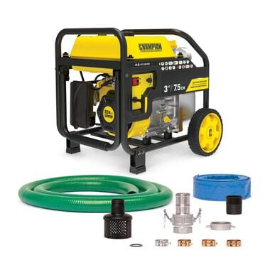 Champion Power Equipment 3-Inch Gas-Powered Semi-Trash Water Transfer Pump with Hose and Wheel Kit