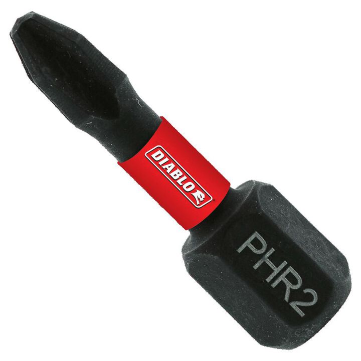 Diablo Tools 1 Inch #2 Phillips Reduced for Drywall Screws Drive Bits 2 Pack