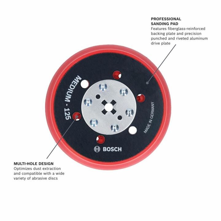 Bosch 5in Medium Hook & Loop Multi Hole Sanding Pad, large image number 1
