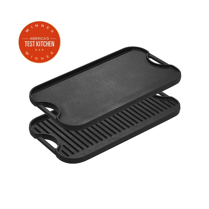 Lodge Cast Iron 20 x 10 1/2 Inch Black Pro-Grid Reversible Grill/Griddle Pan, large image number 1