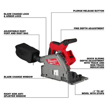 Milwaukee M18 FUEL 6 1/2 Inch Plunge Track Saw (Bare Tool), large image number 6