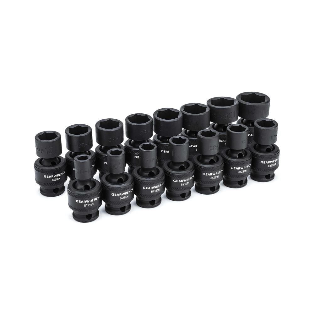 GEARWRENCH 3/8in Drive 6 Point Standard Universal Impact Metric Socket Set 15pc, large image number 6