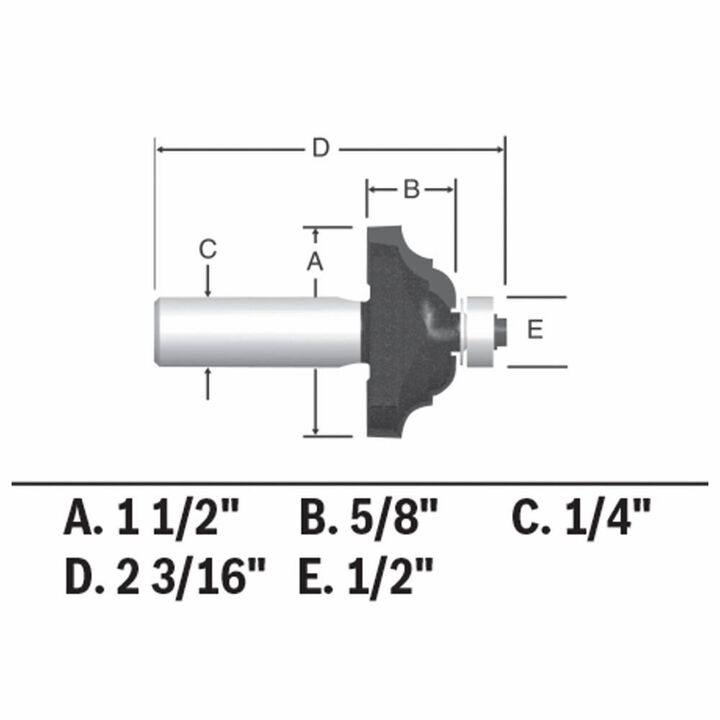 Bosch 1 1/2in x 5/8in Carbide Tipped Classical Router Bit, large image number 4