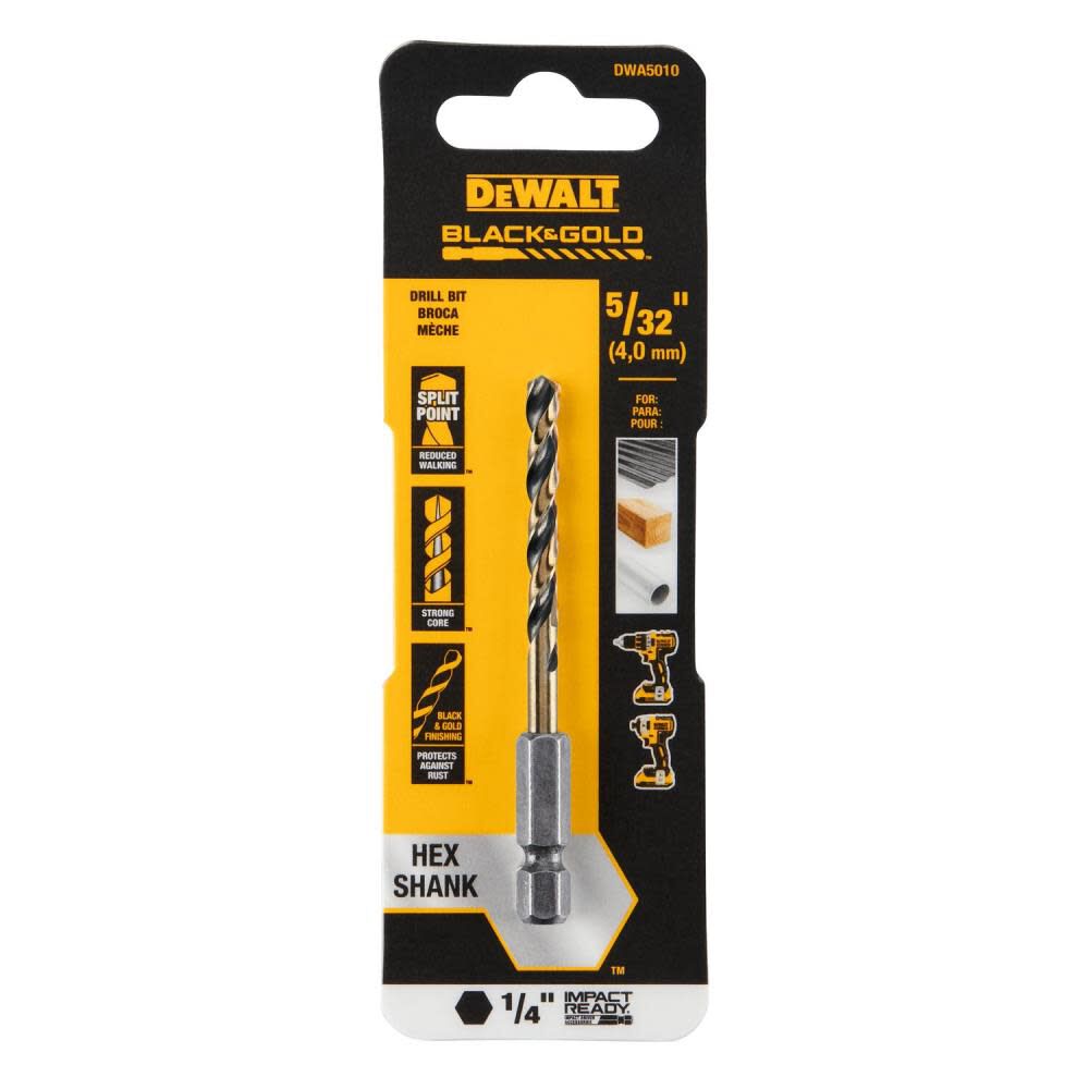 DEWALT 5/32in BLACK & GOLD Impact Ready METAL DRILL BIT, large image number 2