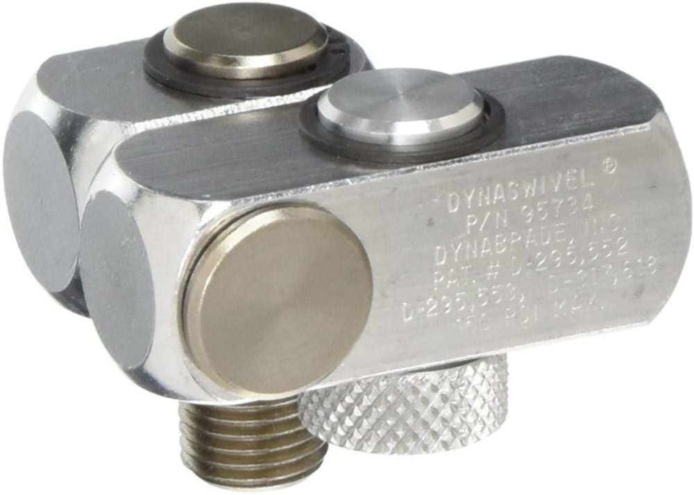 Dynabrade Inc 1/4in NPT Flow Control Swivel Aluminum Airline Connector, large image number 1