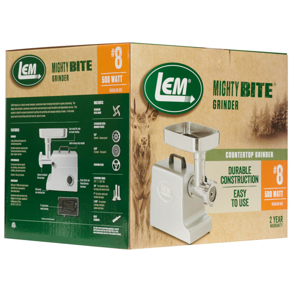 LEM MightyBite #8 Aluminum Electric Meat Grinder with Stuffing Tubes, large image number 8