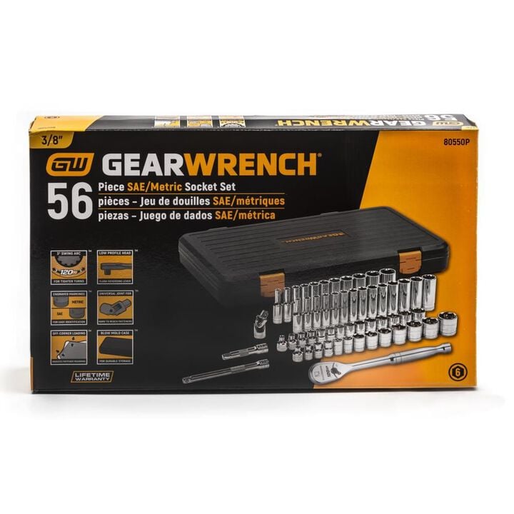 GEARWRENCH Mechanics SAE/Metric Tool Set 120XP 3/8in Drive 6 Point 56pc, large image number 3
