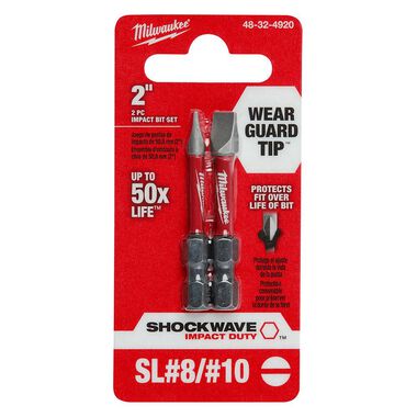 Milwaukee SHOCKWAVE Impact Duty 2 in. Slotted #8/#10 Power Bit (2 Pack)