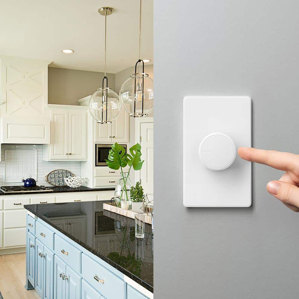 Lutron Dalia LED+ 120V 150W 1P Gloss White Rotary Light Dimmer Switch, large image number 7