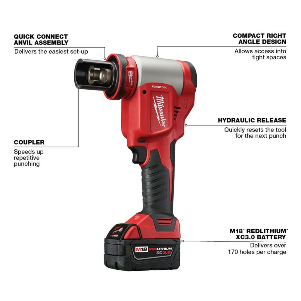 Milwaukee M18 FORCE LOGIC 10 Ton Knockout Tool 1 2 in. to 4 in
