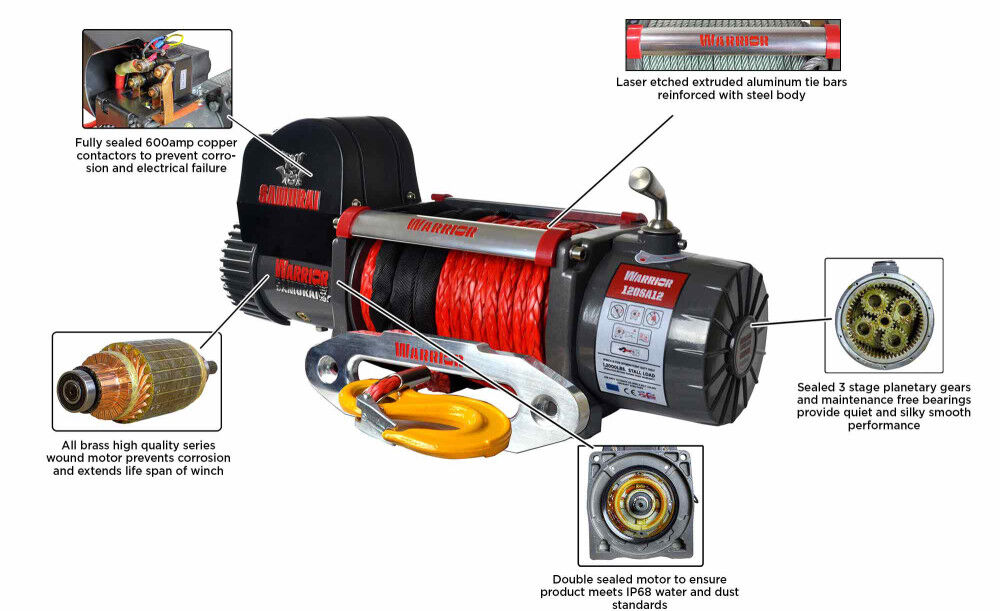 DK2 Samurai Winch Planetary Gear 12000lb with Synthetic Rope, large image number 2